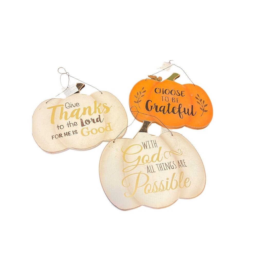 Three Fall Thanksgiving Wooden Pumpkin Signs